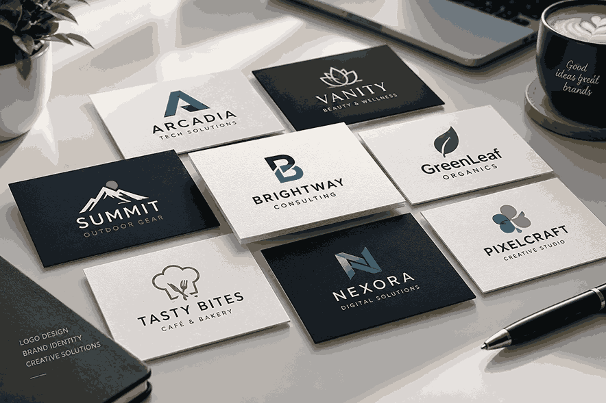 Logo design sample shown on printed packaging