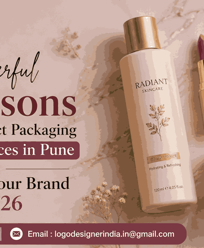 Beauty Product Packaging Design Services in Pune – premium cosmetic and skincare packaging flat-lay