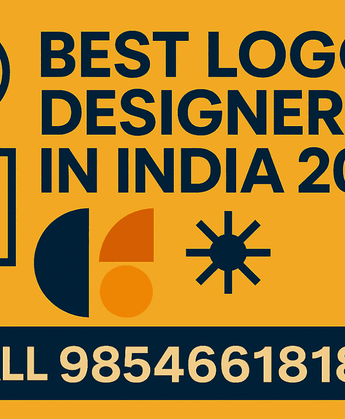 Promotional cover image showcasing the Best Logo Designer in India 2025 with branding icons and contact number 9854661818.