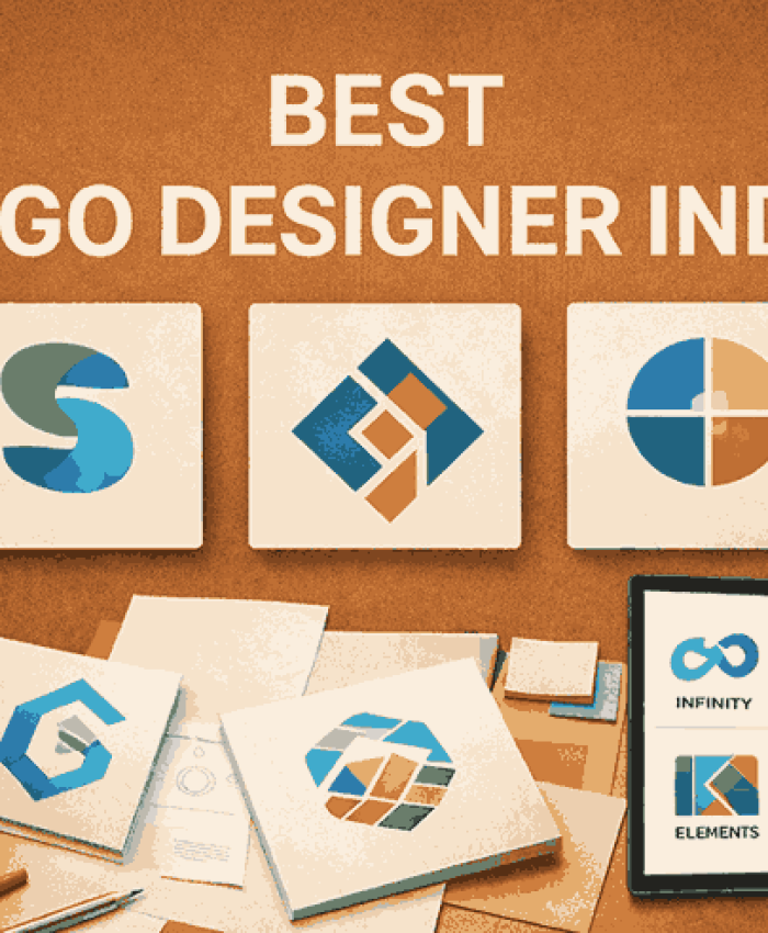 Cover image displaying creative logo designs and branding elements by the best logo designer in India