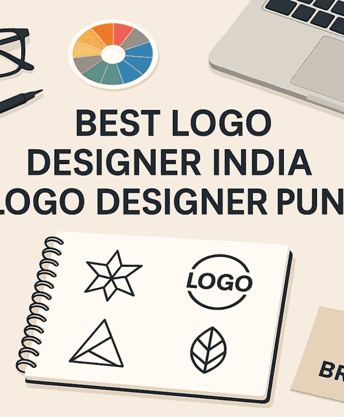 Creative blog cover for Best Logo Designer India | Logo Designer Pune showcasing a modern design workspace.