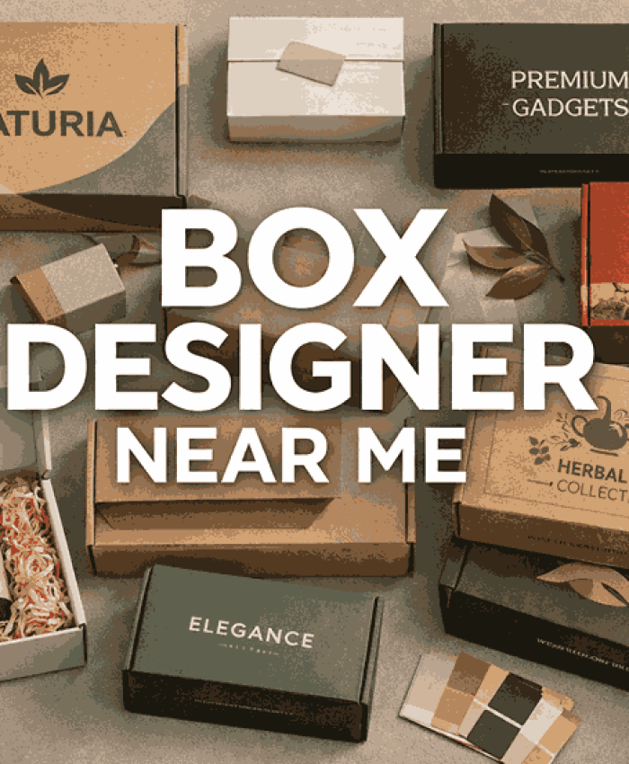 Creative box packaging cover showcasing premium box designs by a professional box designer near me.