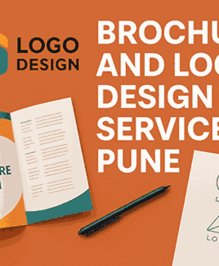 Creative cover design showcasing brochure and logo design services Pune with modern branding elements.
