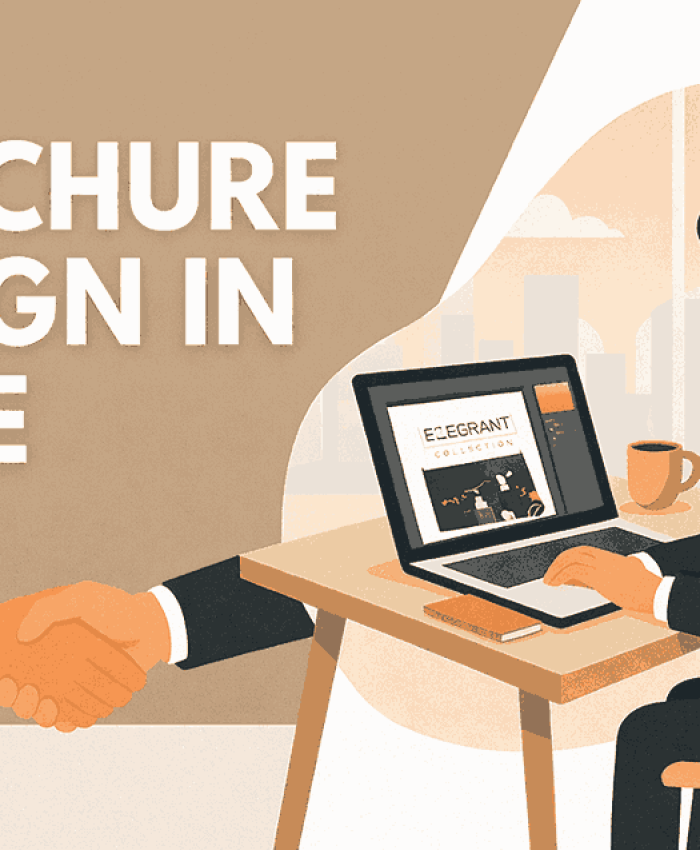 Professional brochure design in Pune illustrated with creative design work, business collaboration, and modern branding visuals.