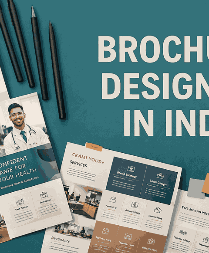Cover image showcasing premium brochure designing in India with modern layouts, creative elements, and professional design aesthetics.