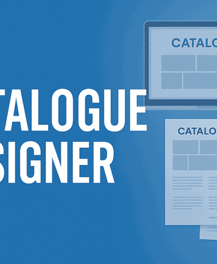 Cover image for the blog “CATALOGUE DESIGNER” highlighting modern product catalogue design tools and layouts.