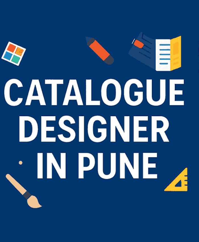 Creative cover design for catalogue designer in Pune featuring catalogue layouts, tools, and digital brochure design elements