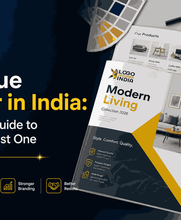 Catalogue Designer in India complete guide 2026 cover image featuring professional catalogue design samples and Logo Designer India branding