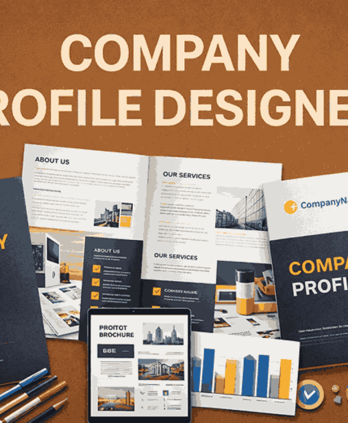 Creative cover image highlighting expert company profile designers with premium company profile layouts and branding elements
