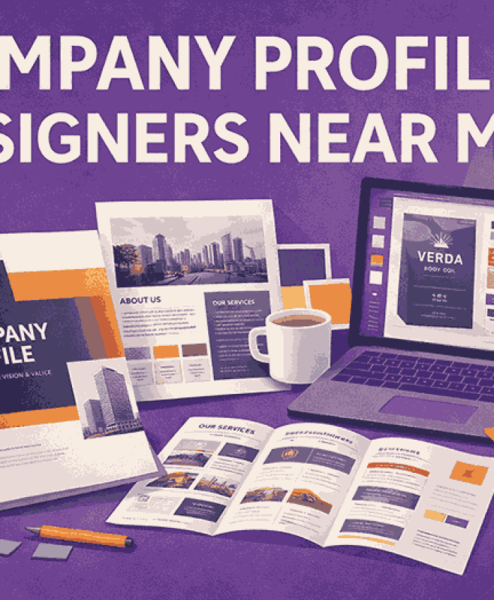 Professional cover image highlighting company profile designers near me with modern business profile design elements