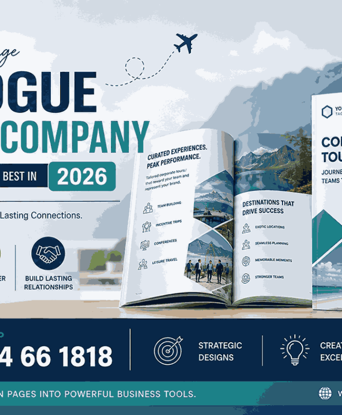 Corporate tour package catalogue designing company offering professional catalogue design services in 2026