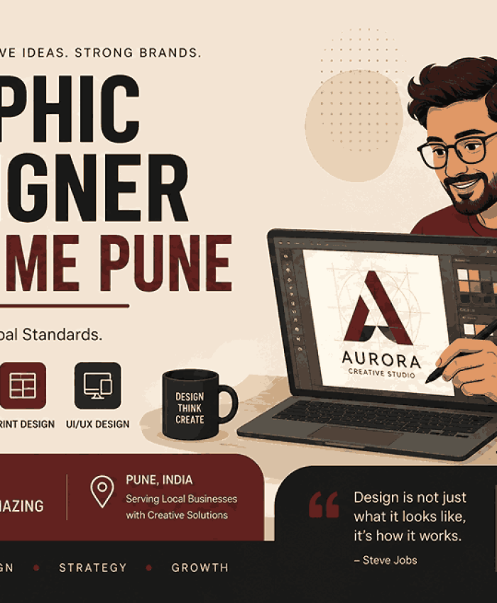 Professional blog cover showcasing a graphic designer creating logo concepts on a laptop with modern typography and minimalist creative workspace aesthetics.
