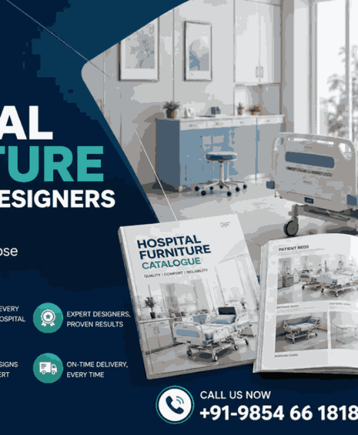 Hospital furniture catalogue designers in Pune showcasing professional catalogue design services in 2026