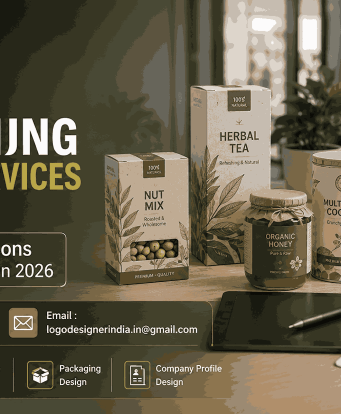 Leading Packaging Design Services in Pune workspace showcasing modern product packaging design with realistic branding concepts by Logo Designer India.