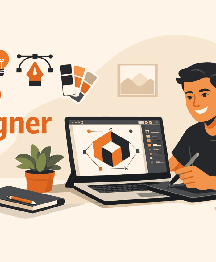 Professional logo designer in India creating a modern brand identity using digital design tools.