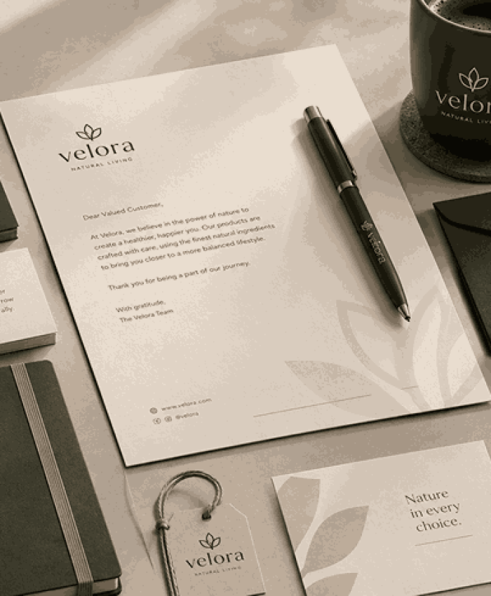 Logo designer in India creating a cohesive brand identity with stationery