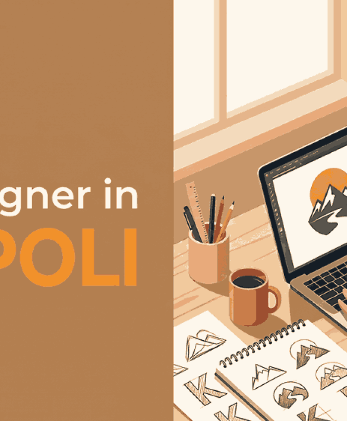 Logo designer in Khopoli blog cover with designer working on laptop and tablet with logo sketches in modern workspace