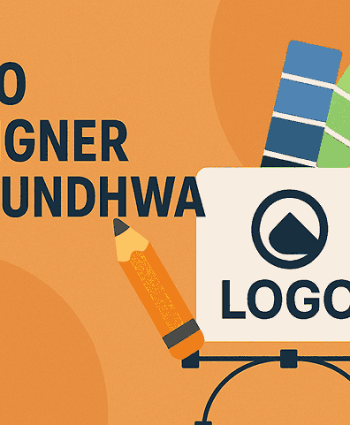 Professional logo designer in Mundhwa Pune creating custom brand logos for businesses and startups – modern orange-themed cover image for blog post by Logo Designer India.