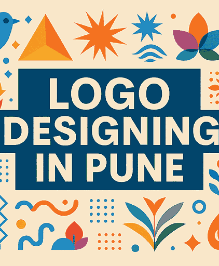 Modern geometric cover illustration highlighting professional branding by a leading LOGO DESIGNING AGENCY IN PUNE.
