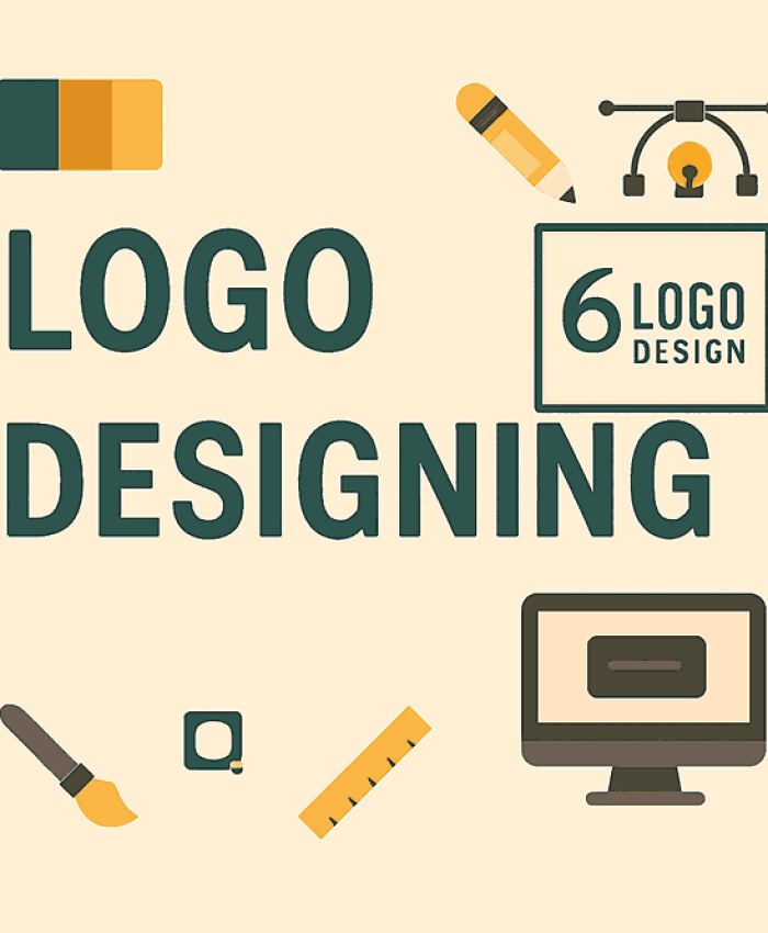 Creative LOGO DESIGNING cover artwork featuring graphic design tools and branding visuals.