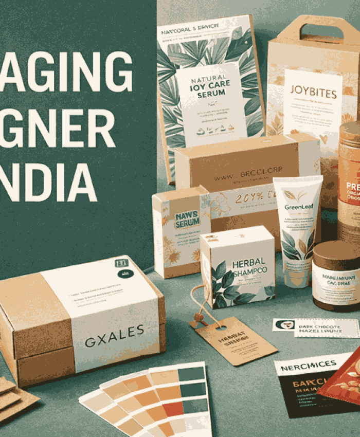 Cover image highlighting professional packaging design services in India with modern product packaging, labels, boxes, and branding elements.