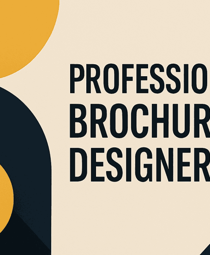 A bold, modern brochure cover design featuring abstract shapes and clean typography for professional branding.