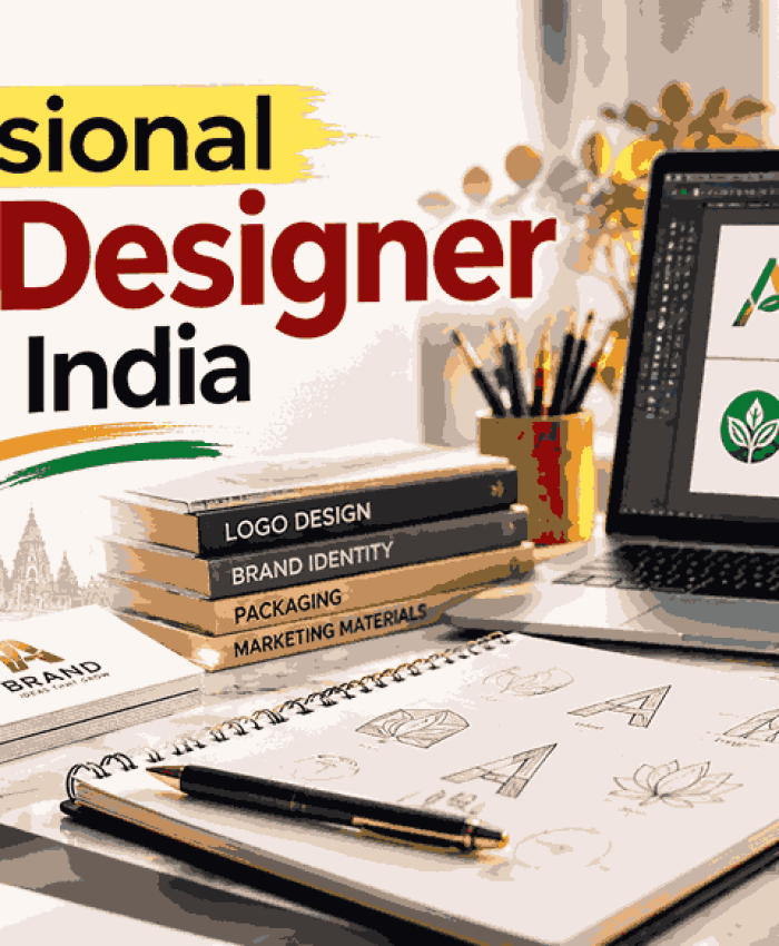 Professional logo designer in India creating custom logos and brand identity designs for businesses.