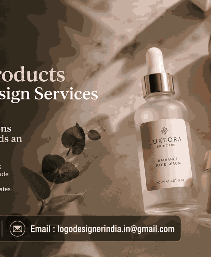 Skincare Products Packaging Design services in Pune — premium bottle and jar flat-lay