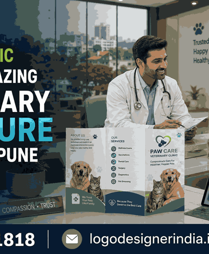 Veterinary brochure designer in Pune creating professional clinic brochures in 2026